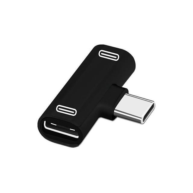 3-i-1 USB Dubbel Typ-C Adapter Ljudkontakt Laddning Hörlurar Aux {Db}
