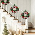 thumbnail image 4 of 12 Inch Artificial Pine Leaf Christmas Front Door Wreath, Pre-Decorated Holiday Wreath with Balls, Bows & Berry Clusters, Indoor & Covered Porch Entryway Christmas Hanging Decor, 1 Pc, 4 of 6