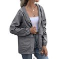 thumbnail image 2 of Impermeables para Mujer, Impermeables, Resistentes Al Viento, Ajustables, con Capucha y Bolsillos. Gris Oscuro S, 2 of 9