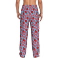 thumbnail image 3 of Uemuo Strawberries Pattern Men's Wide Leg Palazzo Lounge Pants with Pockets Light Weight Loose Comfy Casual Pajama Pants-, 3 of 9