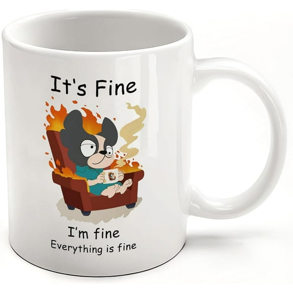 It's Fine Everything is Fine Coffee Mug-Funny Dog Cups-Coworker Gifts for Women and Men-Ceramic Work Mugs-11oz