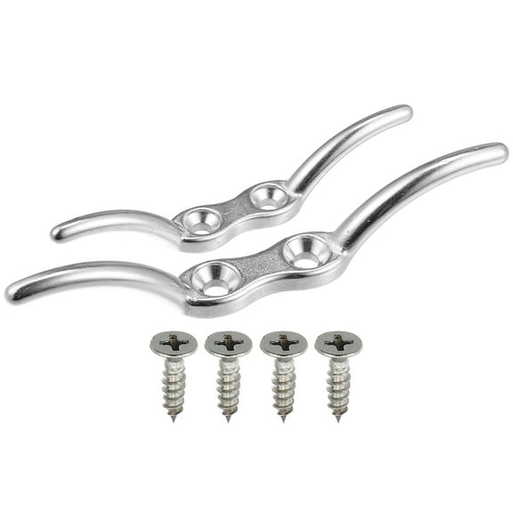 2Set 4" 6" Stainless Steel Flagpole Cleat Hook Rope Cleat Handle Universal for Marine Boat Ship