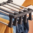 thumbnail image 4 of Cintres en Acier Inoxydable à la Maison Multifonctions Pliable Rack Pantalon Rack de Stockage Rétractable Rack Pantalon Noir, 4 of 4
