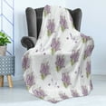 thumbnail image 4 of Violet Soft Flannel Fleece Blanket, Spring Themed Isolated Lavender Lilac Flowers Layout Alongside Butterflies, Cozy Plush for Indoor and Outdoor Use, 50" x 70", White and Multicolor, by Ambesonne, 4 of 5