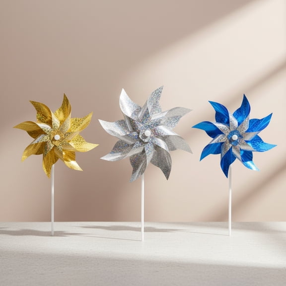 10 Pack Reflective Windmill Pinwheels for Garden Yard,360 Degree Rotating Bird Repellent Spinners,Outdoor Wind Sculptures for Lawn Patio Backyard Decor