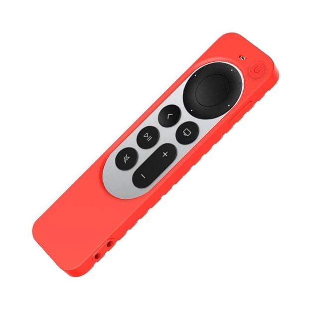 facefd Shockproof Silicone Remote Control Case Compatible for 2021 Apple TV 4K Remote Control Accessories Non-slip Stripe Protective Case Red