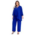 thumbnail image 6 of iiniim Womens Elegant Wedding Guest Pants Suit 3 Piece Set Formal Chiffon Lace Evening Party Outfit Size S-5XL A Blue 3XL, 6 of 7