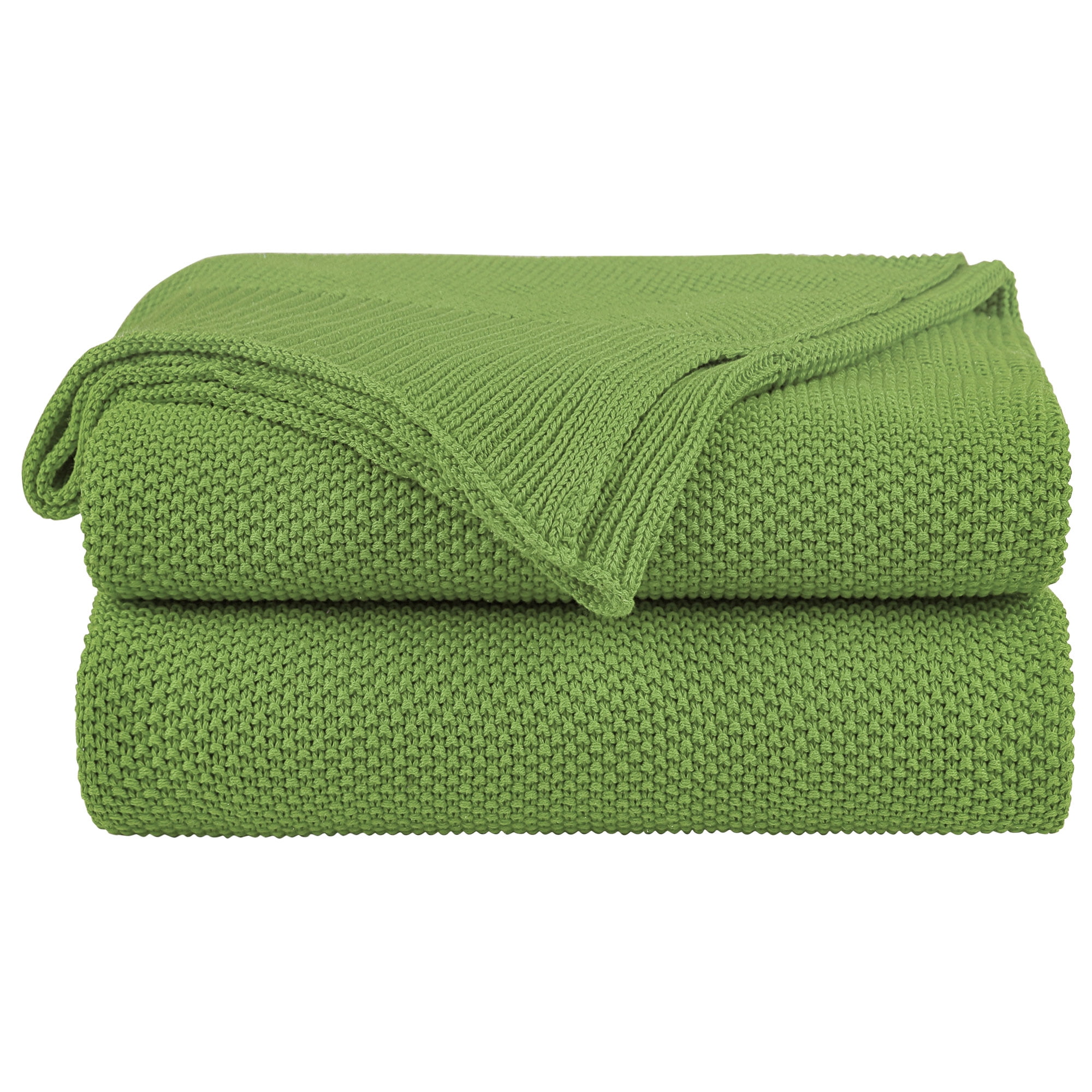 Unique Bargains Pure Cotton Soft Cable Knit Throw Blanket Green 60" x