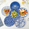 thumbnail image 4 of Vintage Blue Ceramic Salad Plates Set - 8.5 Inch Round Dessert Dishes for Kitchen, Microwave Oven Dishwasher Safe, Scratch Resistant Porcelain, Set of 6, 4 of 8