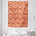 thumbnail image 1 of Ikat Tapestry, Repeating Oval Shapes with Grunge Effect on Orange Backdrop Abstract Vintage Design, Wall Hanging for Bedroom Living Room Dorm Decor, 60W X 80L Inches, Orange Beige, by Ambesonne, 1 of 2