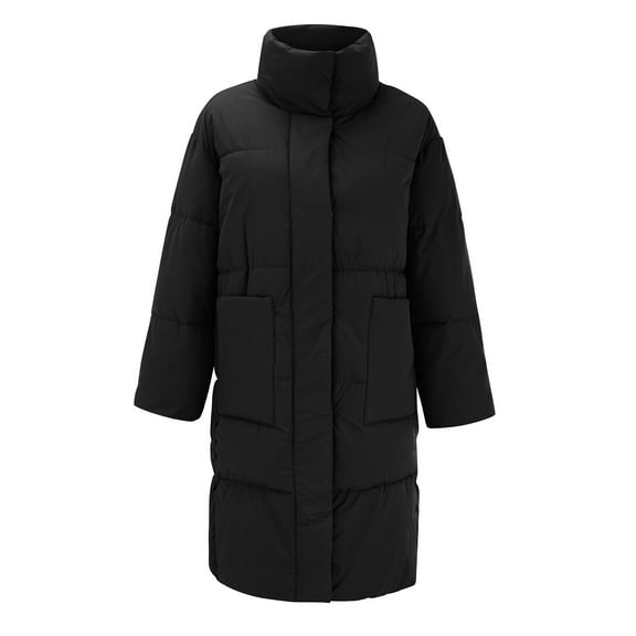 Niaviben Long Puffer Coat Women's Thickened Down Jacket Womens Puffy Jackets Women Winter Jacket Women's Jacket Winter Coat for Women Puffy Coat Black L