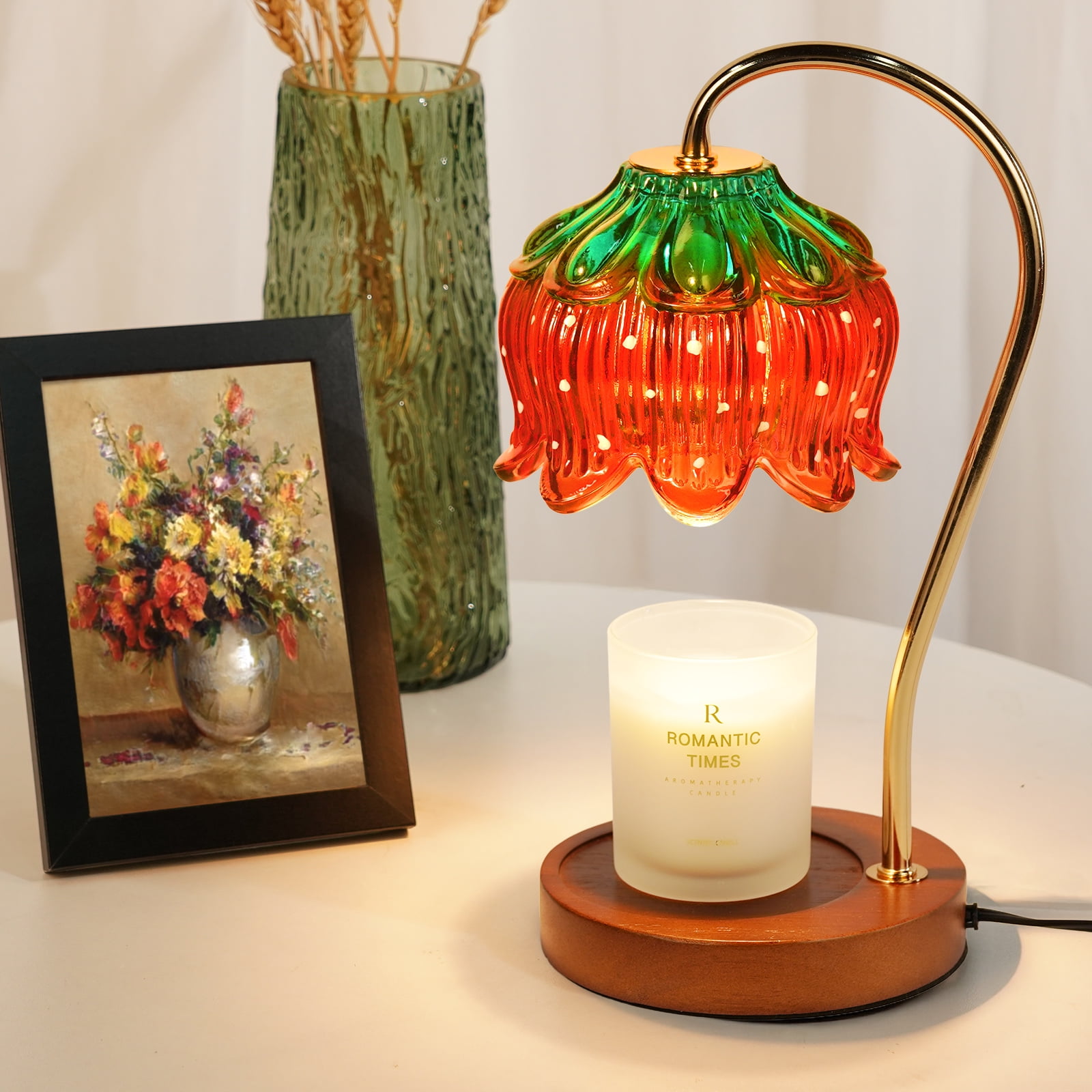 Funistree Strawberry Candle Warmer Lamp with Timer, Birthday Gifts for Women Mom, House Warming Gifts, Wax Melt Warmers for Jar Candles Home Decor