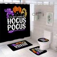 thumbnail image 1 of 4 Pcs Halloween Shower Curtain Hocus Pocus And 30 X 18" Rugs Cartoon Star Bathroom Accessory Sets Decor With Bath Mat, U-shaped Contour, Toilet Lid Co, 1 of 4