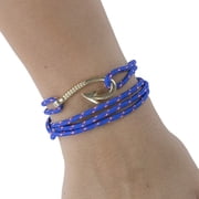 West Coast Paracord Anchor and Hook Wrap Bracelets - Adjustable Bracelet with Anchor or Hook - Nautical Fashion Accessory - Necklace or Bracelet (Royal Blue Silver Anchor)