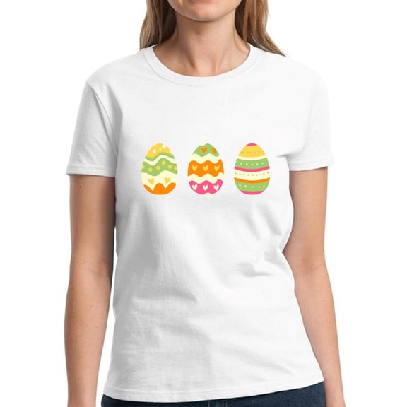 Easter Shirts for Women - S M L XL 2XL 3XL - Colorful Eggs Kids Easter Designs Graphic Tee