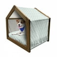 thumbnail image 1 of Seafoam Pet House, Tangled Lines with Rhombus Pattern Symmetrical Geometric Composition, Outdoor & Indoor Portable Dog Kennel with Pillow and Cover, 5 Sizes, Pale Blue Seafoam White, by Ambesonne, 1 of 5