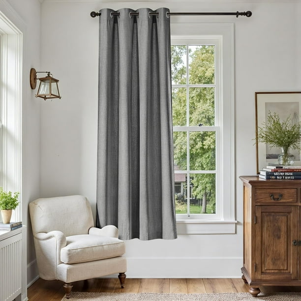 Cortina JINCHAN Opaca de Lino Texturizado 130x180 cm Gris