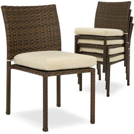 Best Choice Products Outdoor Wicker Patio Stacking Chairs Set of 4
