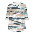 thumbnail image 5 of ZQUUVOU Womens T-Shirts Boho Printed 3/4 Sleeved V-Neck Ruffle Casual Tops(E-Blue,2XL), 5 of 5