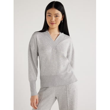 Scoop Women's and Women's Plus Ultimate Scubaknit V Neck Sweatshirt, Sizes XS-4X