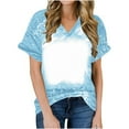 thumbnail image 2 of ALLLIST Summer Tops for Women Short Sleeve V Neck T-Shirts Tie Dye Blue Casual Shirts Womens Clothing, 2 of 5