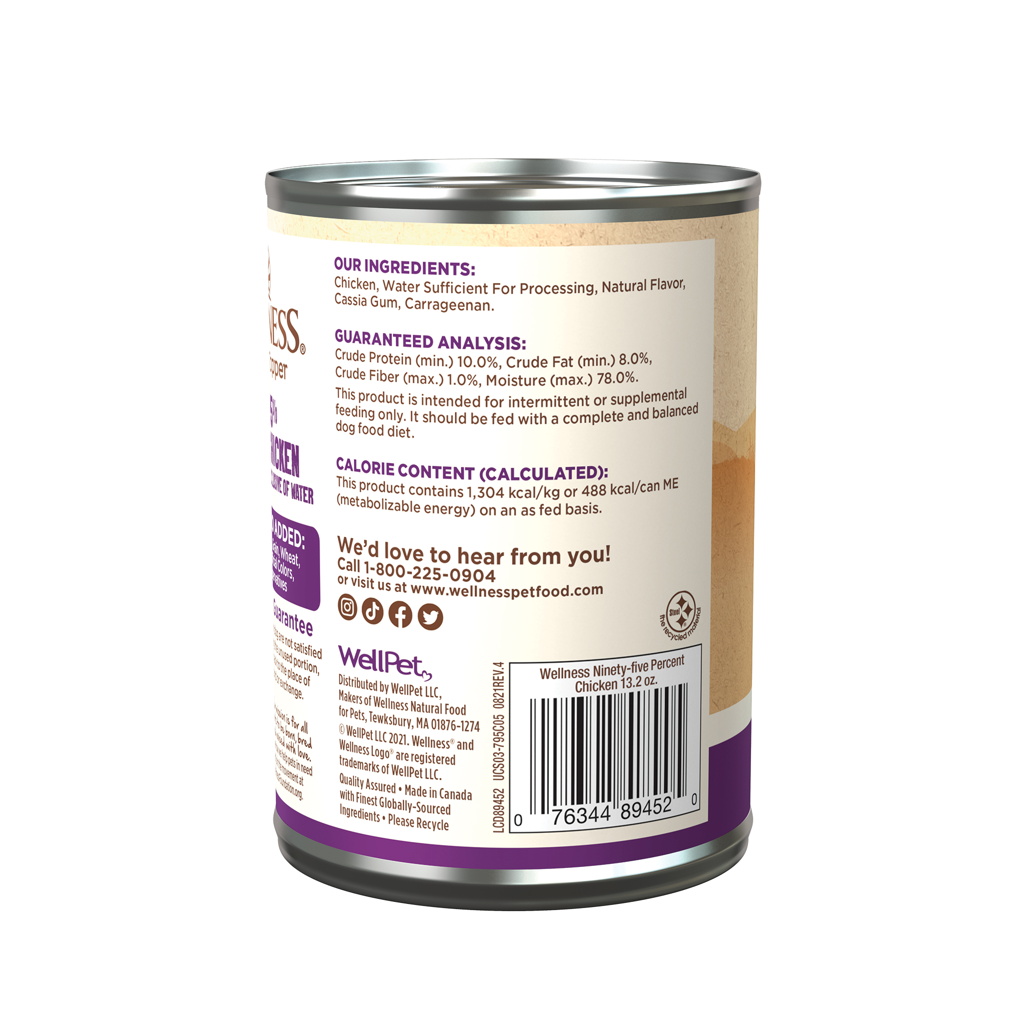 Wellness 95% Chicken Natural Wet Grain Free Canned Dog Food, 13.2-Ounce Can (Pack of 12) - image 3 of 7
