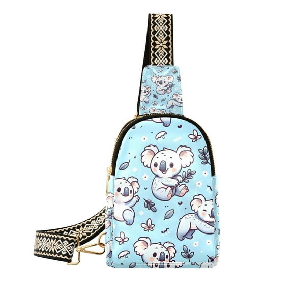 Koalas Leaves Blue Crossbody Bags Backpack Chest Bag Shoulder Bag Waist Bag for Outdoor Travel Hiking Fitness Cycling