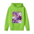 thumbnail image 4 of Moonsky Sudadera con capucha y cordón HUNTRX, estampado de grupo de chicas coreanas, jersey corto, suave y cómodo, top de manga larga para primavera y otoño. Verde fluorescente 130, 4 of 5