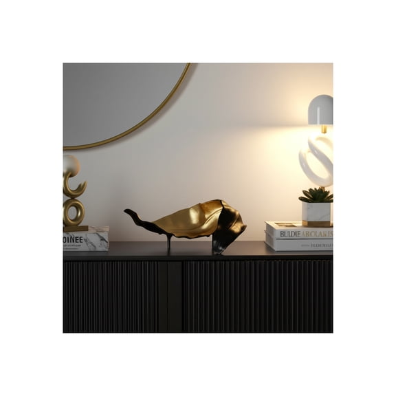 Sculpture Metal Aluminum Abstract Design 17.5" Black Gold Home Office Bedroom Living Room Decor