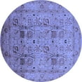 thumbnail image 1 of Ahgly Company Machine Washable Indoor Round Oriental Blue Industrial Area Rugs, 4' Round, 1 of 4