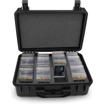 CASEMATIX Graded Card Storage Box Case Fits 120  BGS PSA FGS Graded Sports Cards and Toploaders - Waterproof Case with 4 Foam Slots