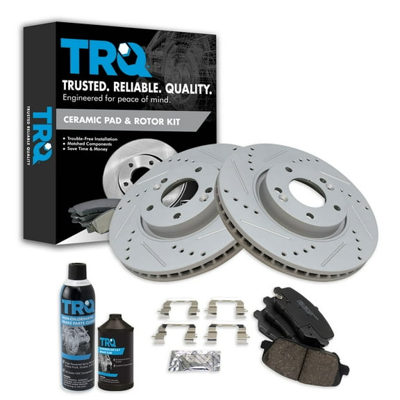 TRQ Front Brake Kit Posi Ceramic Pad & Performance Rotor Kit w/Chemicals BKA21568 Fits select: 2014-2016 KIA FORTE SX