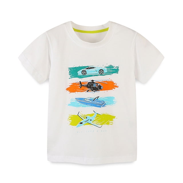 YTDSCS T-Shirts pour Garçons de 2 à 8 Ans, T-Shirts en Coton à Col Rond pour Tout-Petits, Hauts à Manches Courtes pour Bébés Garçons