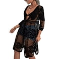 thumbnail image 3 of VISgogo Mujeres Playa Malla Cubrir, Traje de baño Smock Floral Impreso Encaje Abierto Kimono Verano Ropa de Playa VISgogo moda, 3 of 6