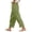Army Green, variant on Women’s Solid Color Elastic Waist Loose Fit Side Button Functional Three Quarter Casual Pants