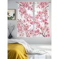 thumbnail image 3 of Spring Peach Flowers Sheer Curtains 63 Inch Length 2 Panels Set Window Treatments, Pink Botanical Floral Leaves Branch Rod Pocket Semi Curtains for Living Room/Bedroom/Kitchen Décor, 104"W x 63"L, 3 of 7