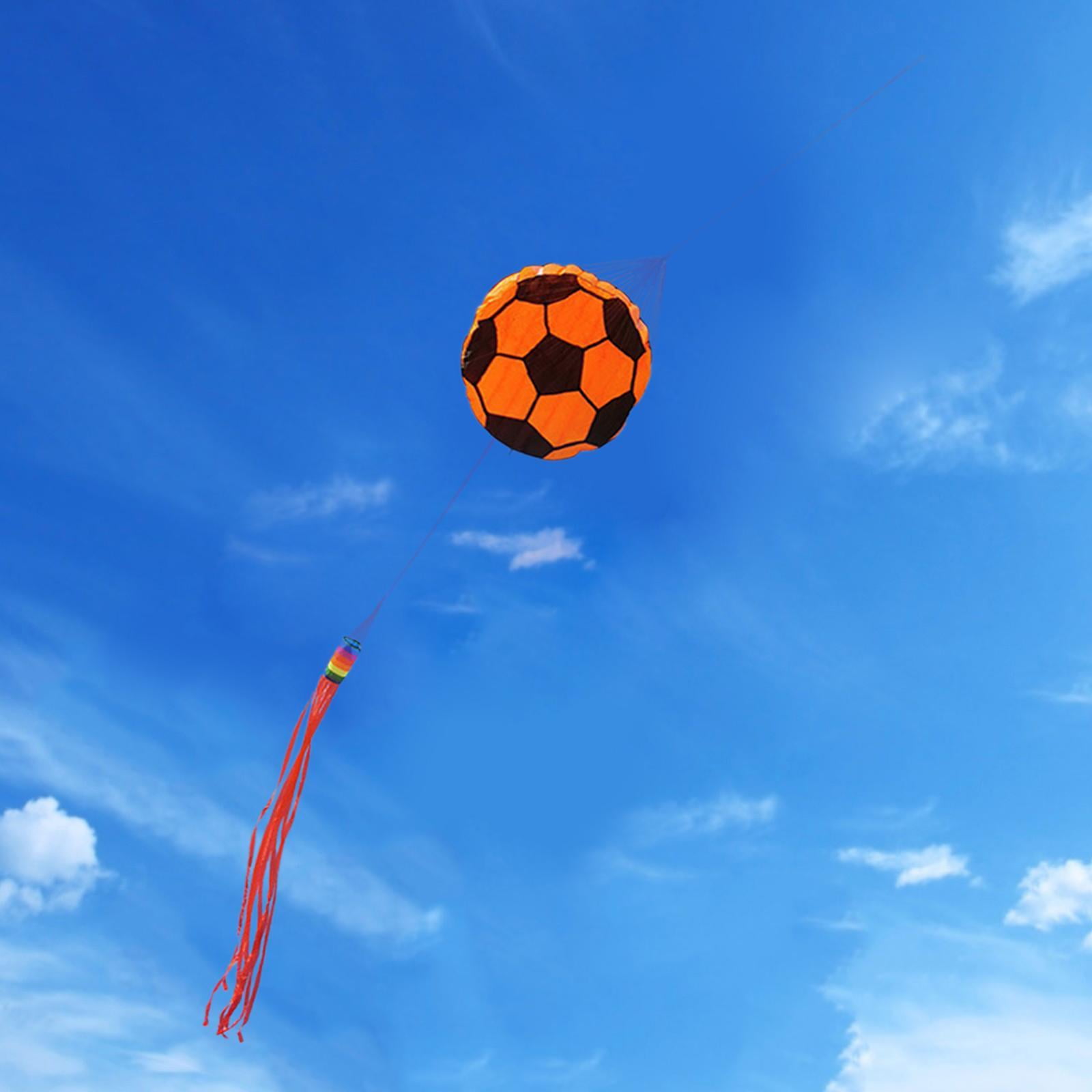 funtasica Football Ball Kite Large Size Easy Control with 100 M Line Leisure Sports Flying Toy for Park Trips Backyard Garden Beginners Orange