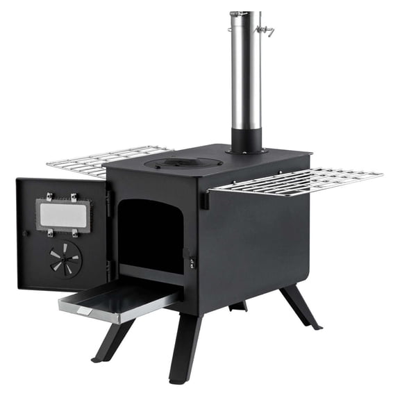 AetherLove Camping Wood Stove Alloy Steel Camping Tent Stove, Portable Wood Burning Stove with Chimney Pipes & Gloves