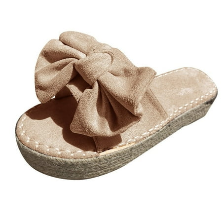 

Womens Casual Comfortable Vacation Bow Straw Platform Flat Sandals Summer Open Toe Slide Sandals Comfortable Flats Flip-Flops Sandal Casual Platforms Wedge Sandals Boho Dressy Heeled Sandals A38472