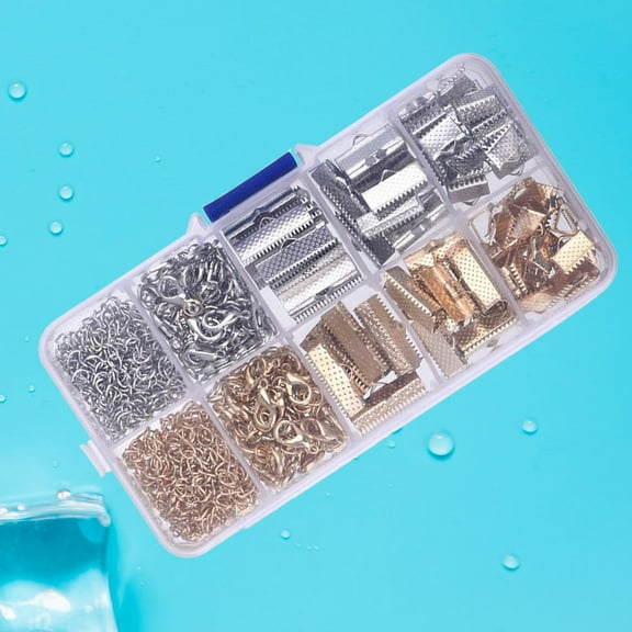 HINTRMENT 370Pcs Metal Ribbon Ends Fastener Clasps Jewelry Accessories for Diy Projects and Crafts