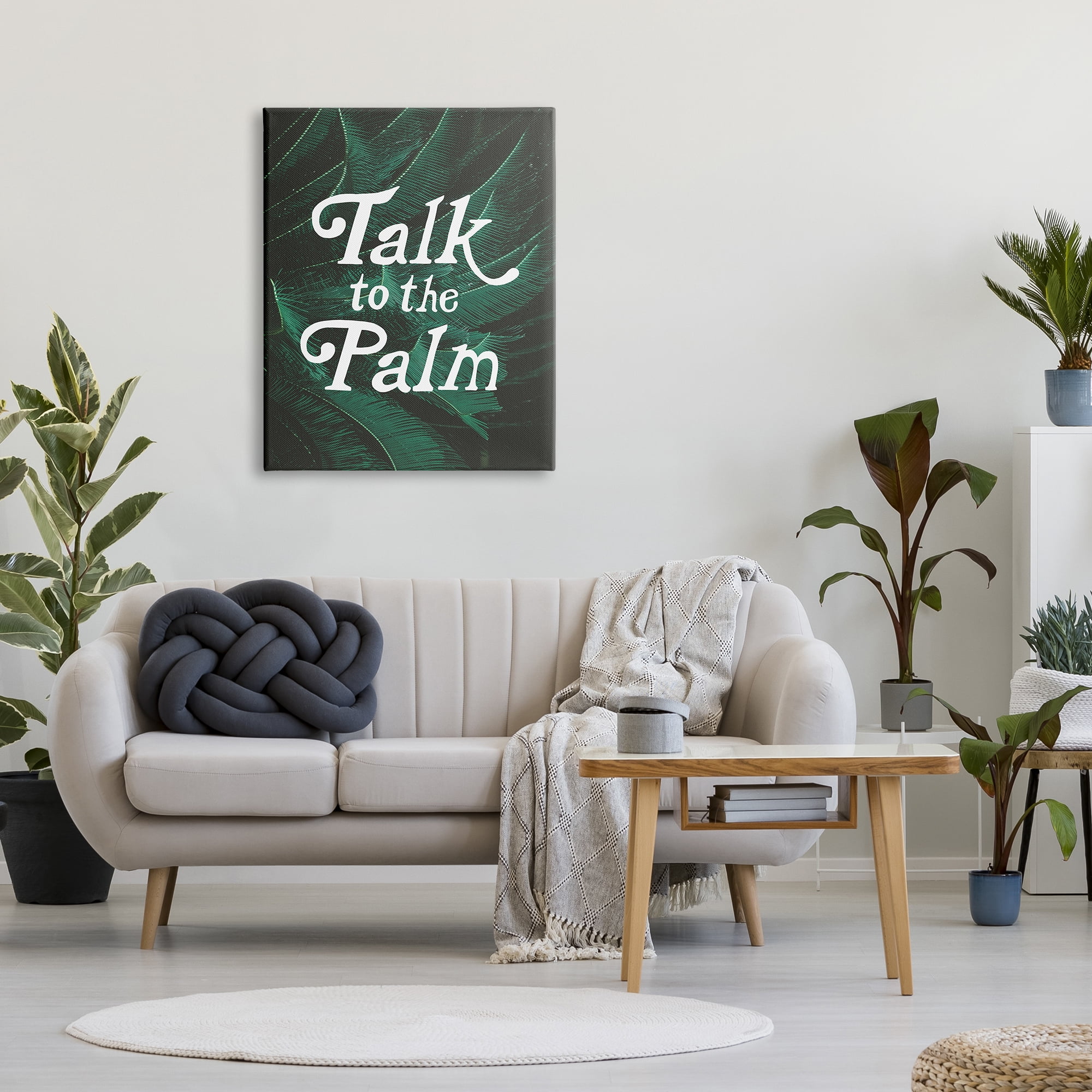 Stupell Industries Talk To Palm Punny Tropical Plant Botanical Leaf Graphic Art Gallery Wrapped Canvas Print Wall Art, Design by Daphne Polselli
