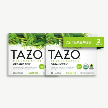 TAZO Organic Zen Green Tea Bags, 36 Count, Pack of 2, Total 72 Tea Bags, Caffeinated