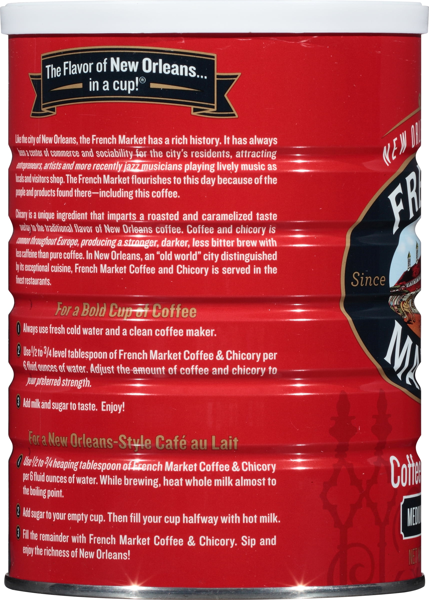 French Market Coffee & Chicory Dark Roast, 12 oz Can