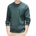 thumbnail image 3 of LNWUY Men's Long Sleeve Shirts Quick Dry Performance Shirt Spring Autumn Solid Color Padded Warm Comfortable Round Neck Shirts with Zipper Blue XXXXL, 3 of 4
