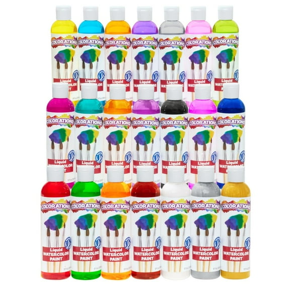 Colorations Paraben-Free Liquid Watercolor Paints, 8oz. - Set of 21