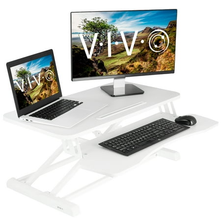 VIVO White Height Adjustable Standing Desk Monitor Riser 32