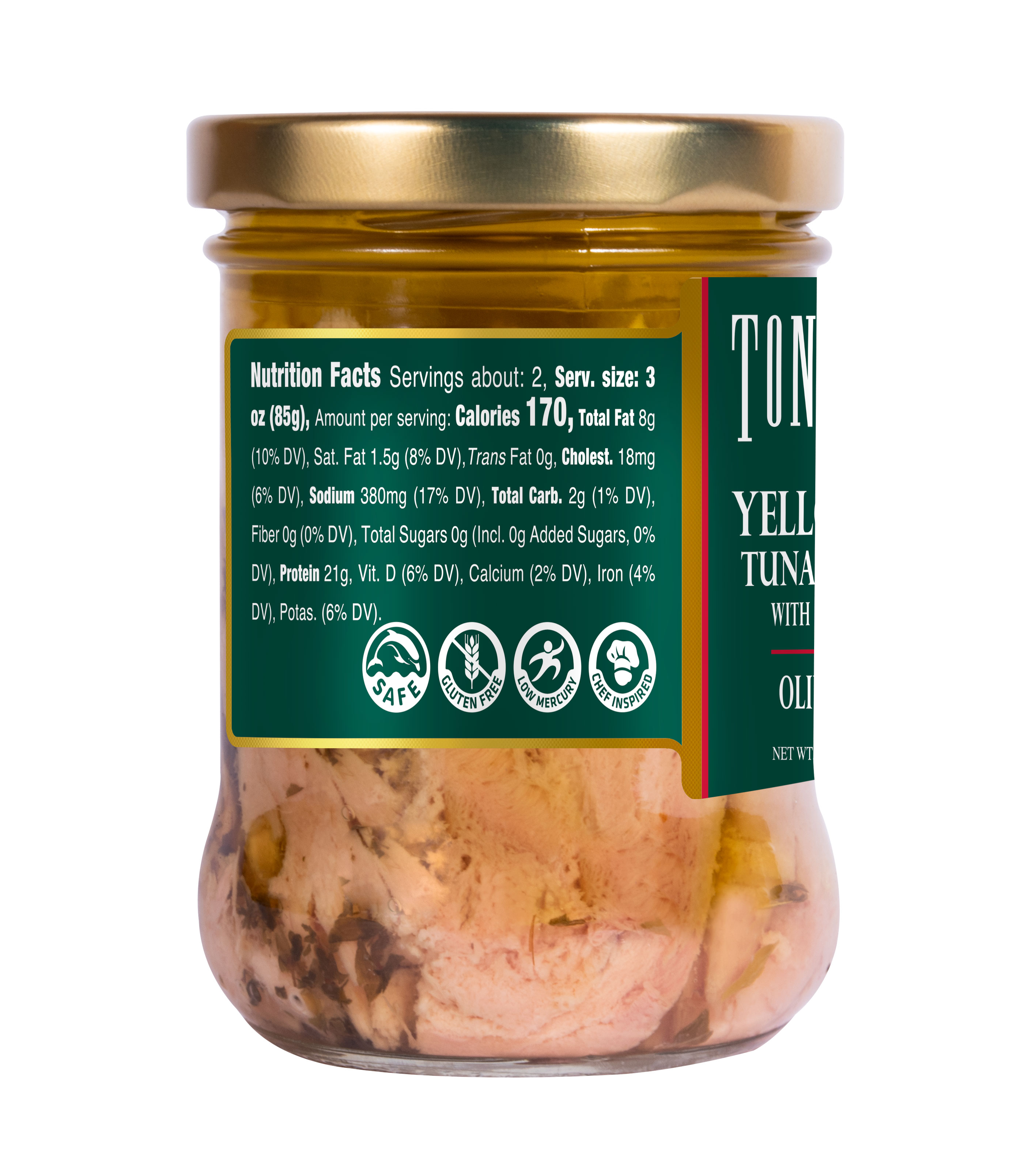 Tonnino Premium Yellowfin Tuna Fillet with Oregano in Olive Oil, Wild Caught, 6.7 oz, Jar - image 4 of 8