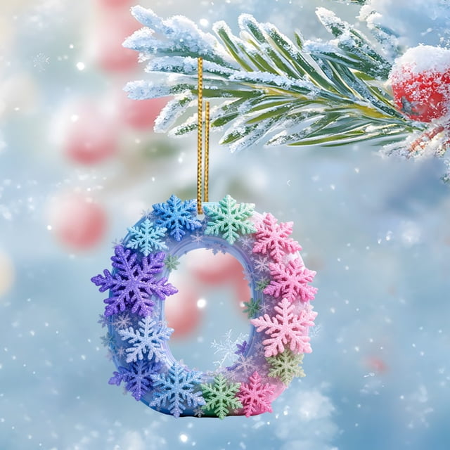 Adorno acrílico 2D con copo de nieve | Colgante festivo de árbol de Navidad, mochila y decoración para coche • Accesorio navideño mono • Material acrílico duradero • Diseño de copo de nieve con un