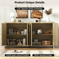 thumbnail image 4 of Buffet Bahut Cannelé avec Rangement, Grand Buffet de 55 Pouces Crédence Moderne avec Tablettes Ajustables, Armoires de Rangement Style Ferme pour Salon et Entrée, Naturel, 4 of 9