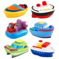thumbnail image 2 of Juego de 6 juguetes de baño con forma de barco de dibujos animados, juguetes con chorros de agua para bebés y niños, juguetes para la hora del baño, 2 of 9